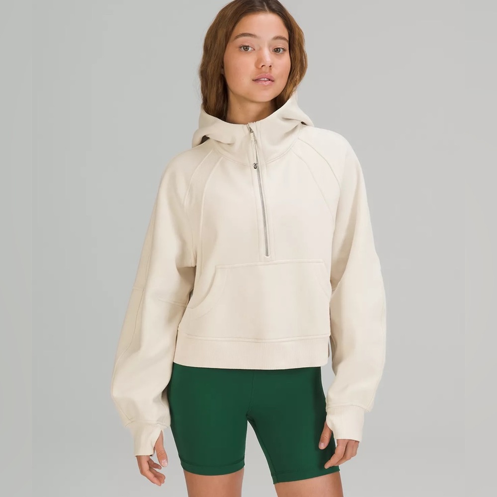 Lululemon White Opal Half-Zip Scuba Hoodie